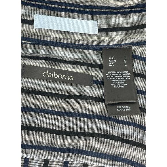 Claiborne Gray Striped Long Sleeve Button Down Shirt Men's Size Large - Picture 5 of 5